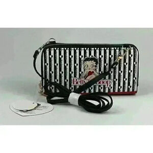 NEW! Betty Boop Womens Lany Vegan Crossbody Wristlet Wallet Bag